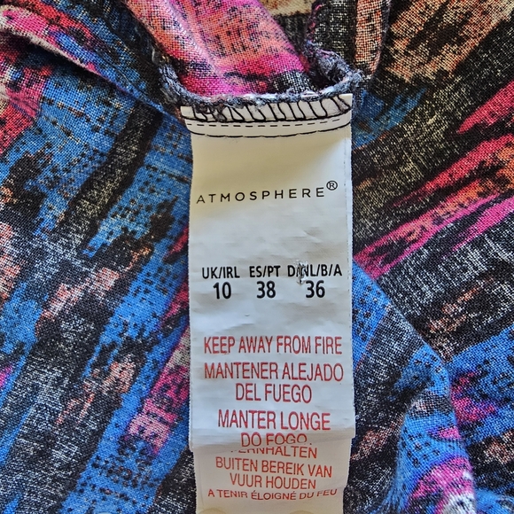 Atmosphere Aztec Geometric Blue and Pink A-line Resort Midi Dress - Picture 13 of 13